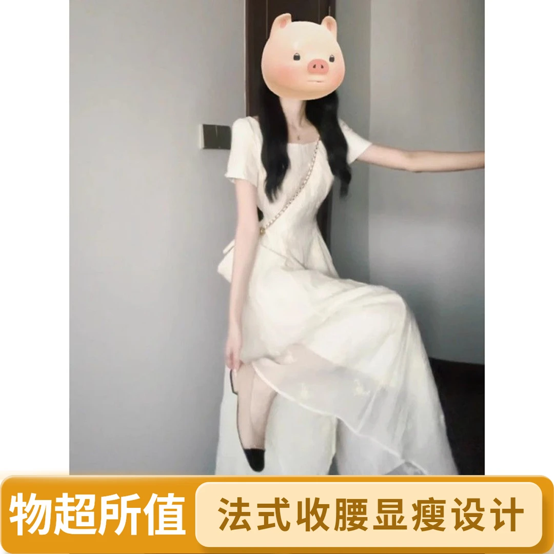 今年流行爆款法式收腰高级感显瘦连衣裙子女夏季2025新款重工长裙