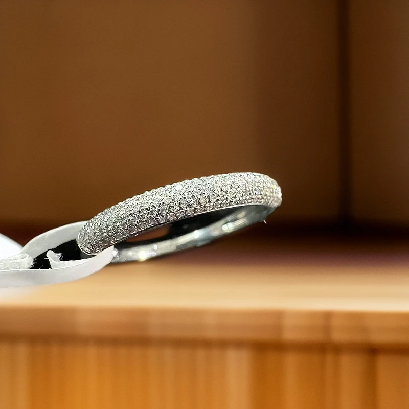 18k金镶嵌天然钻石40分满钻窄版泥鳅背款戒指DZ
