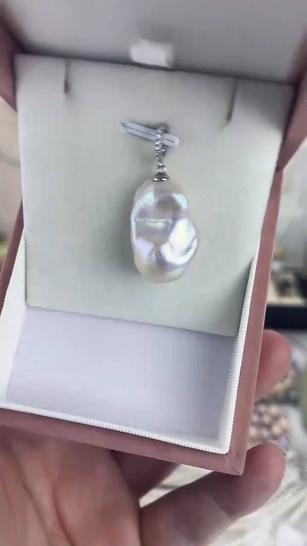 吊坠(不含链)银S925镶嵌淡水珍珠天然珍珠粉泡泡大巴洛克吊坠