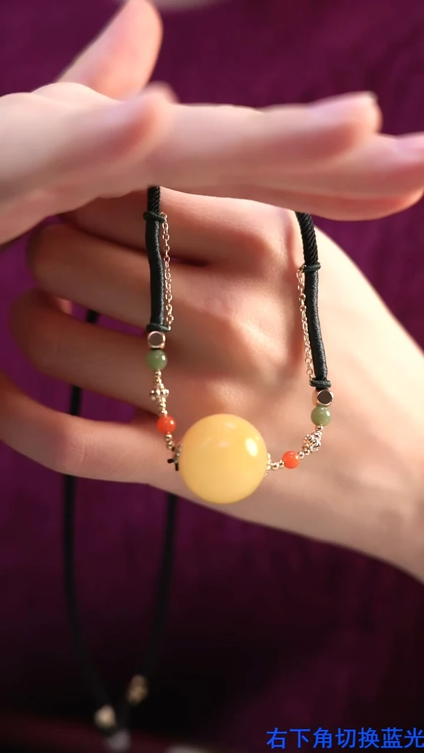 琥珀颈饰未镶嵌蜜蜡珠链