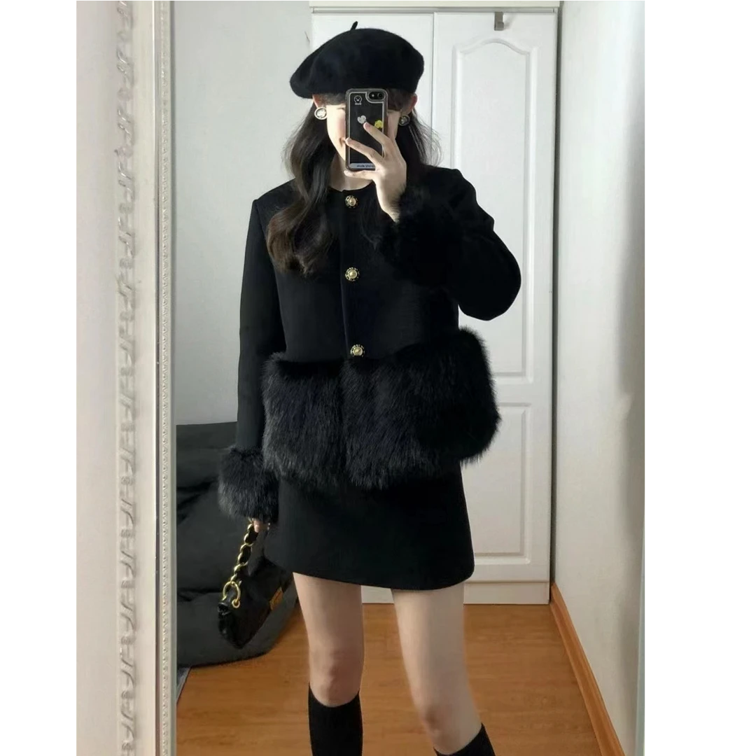 小香风毛呢法式套装裙高级感小洋装秋冬气质名媛韩剧职业两件套