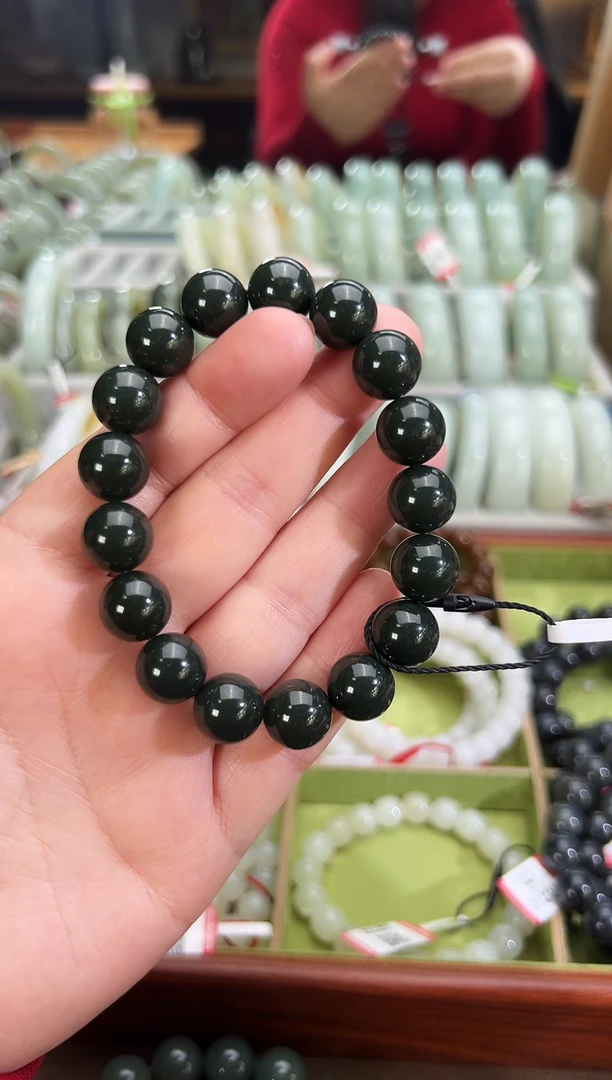 未镶嵌手串和田玉二道桥青玉手串卡12