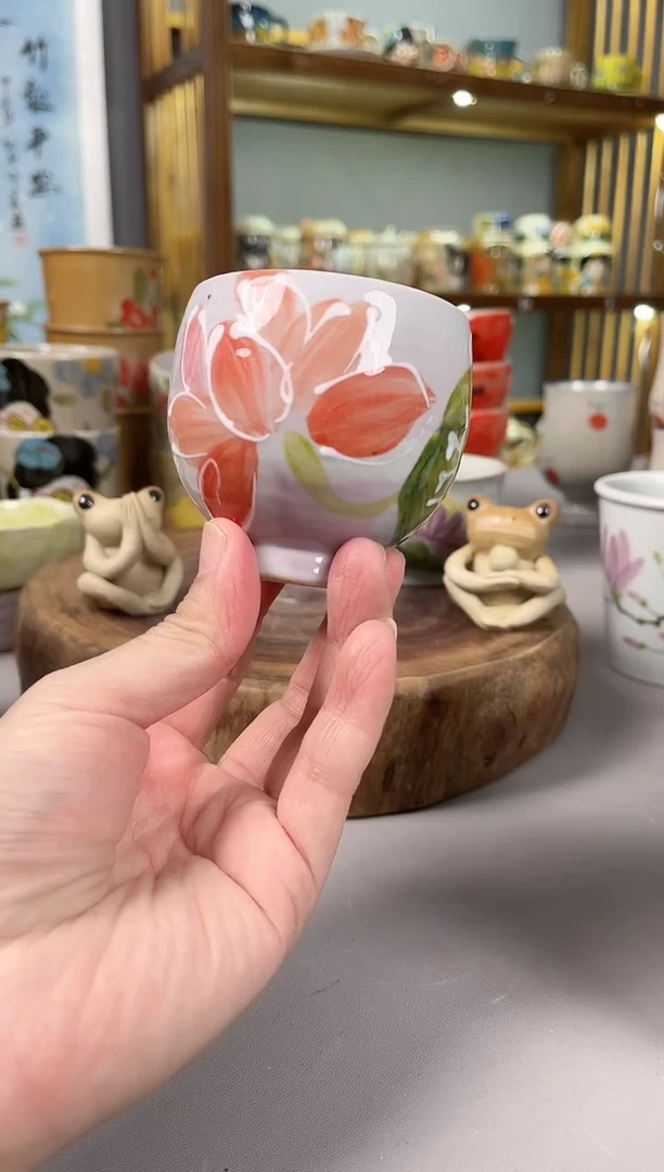 【闪购商品】瓷片景德手绘陶瓷高温釉下彩陶瓷蛋蛋杯