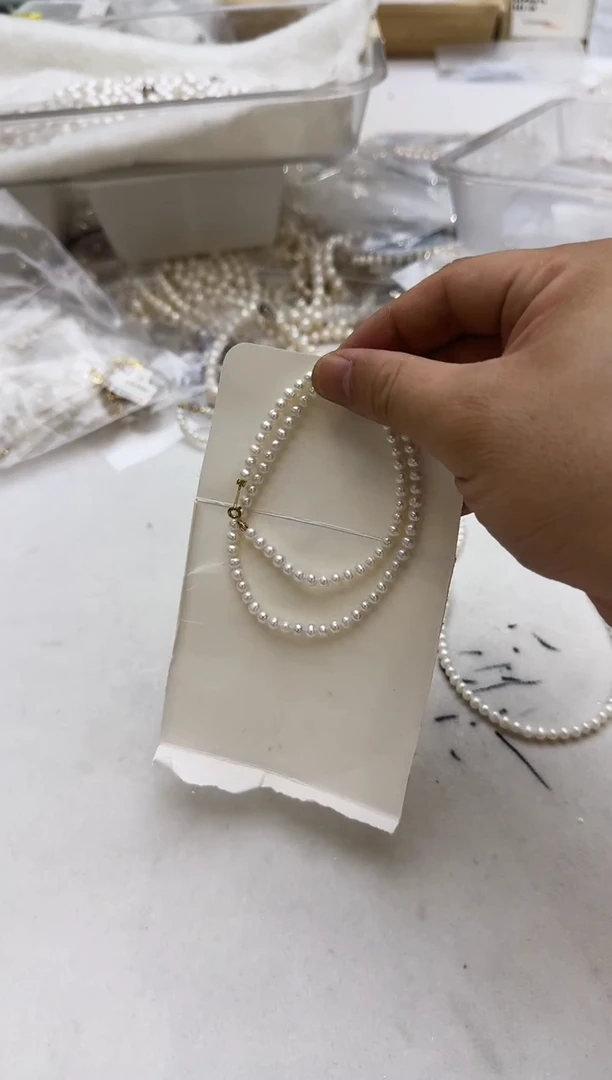 项链18K金镶嵌淡水珍珠5mm （18K金贴片款）