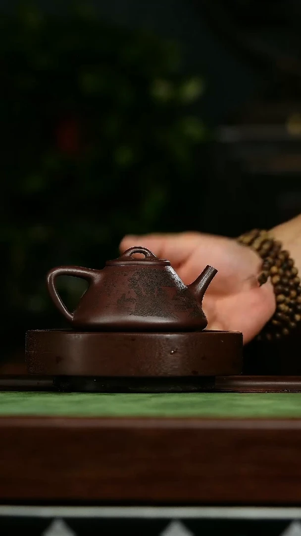 茶壶紫砂v30紫茄泥石瓢壶