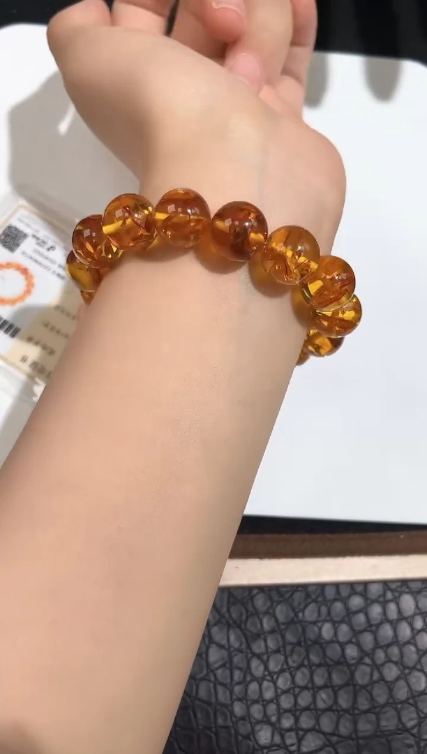手链琥珀未镶嵌17号琥珀花珀单圈13+mm