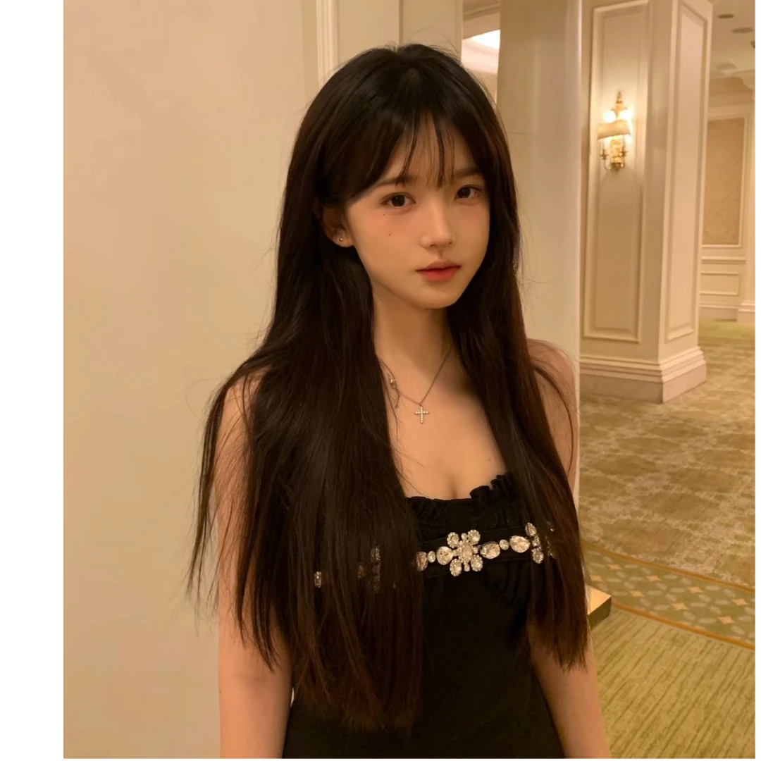 70 CM 全新进口牛奶丝空气刘海一片式不用带发网假发