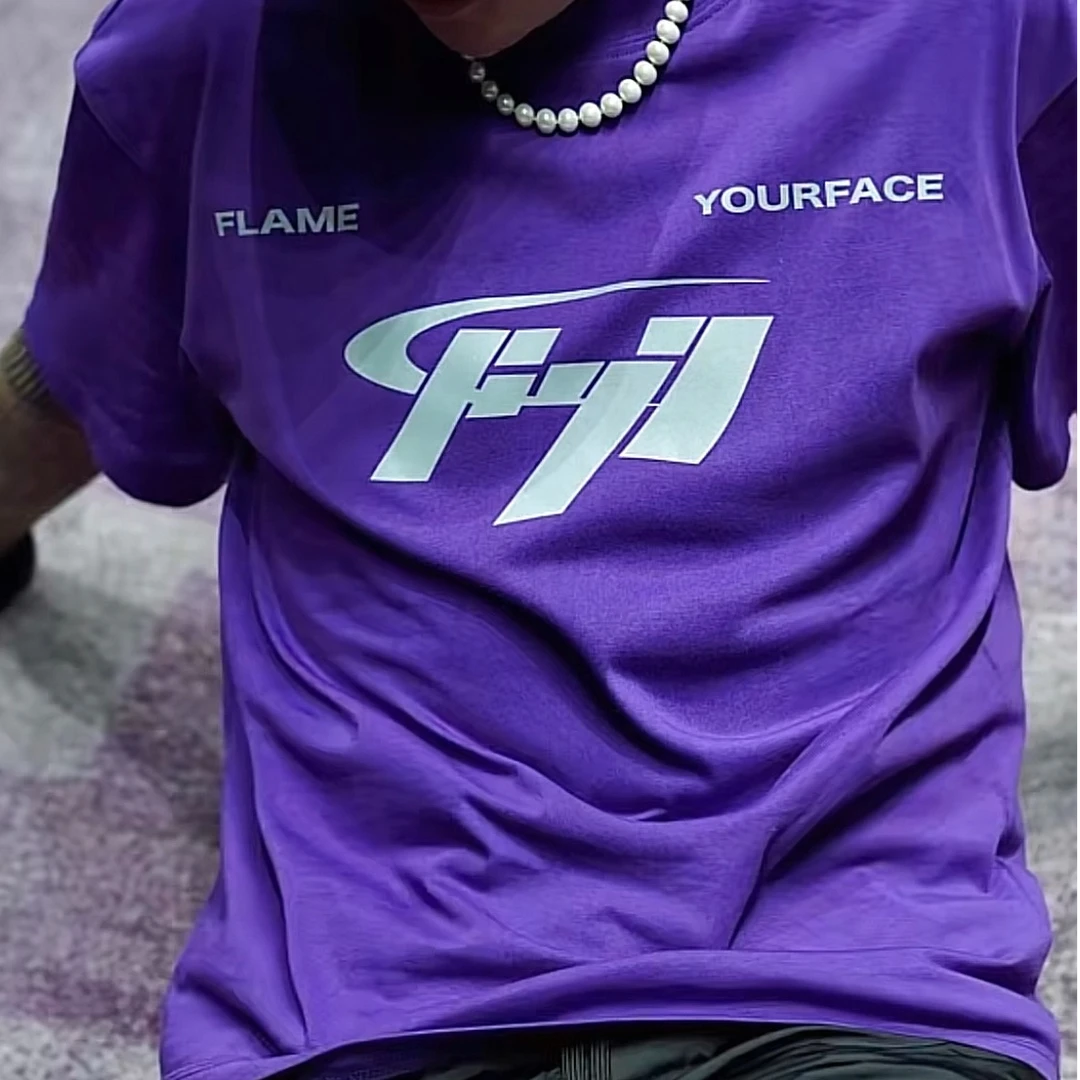 NINESCAPE九界 紫色短袖t恤荧光宽松重磅潮牌百搭新潮男女同款ins