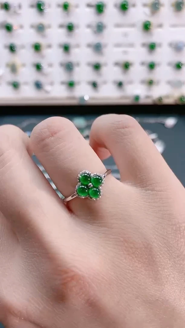 【闪购商品】翡翠戒指银S925镶嵌天然翡翠