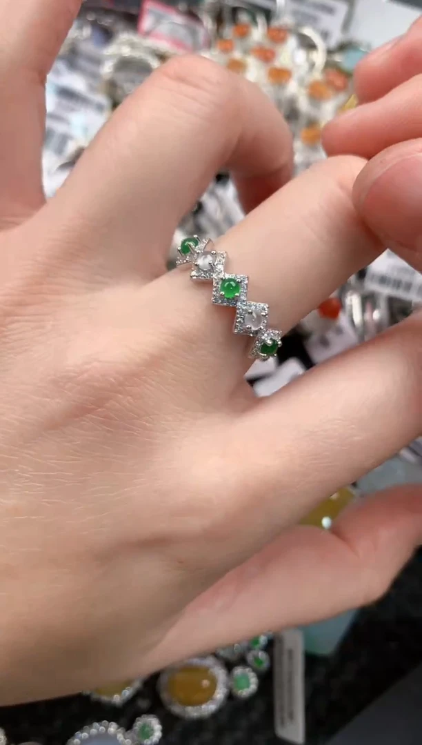 银S925镶嵌戒指翡翠11-11---2