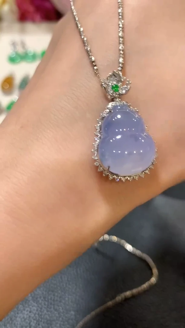 吊坠(不含链)18K金镶嵌翡翠z88紫色有色差