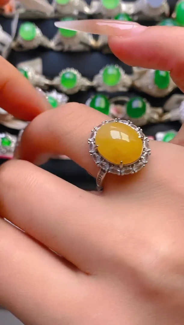 翡翠戒指银S925镶嵌天然