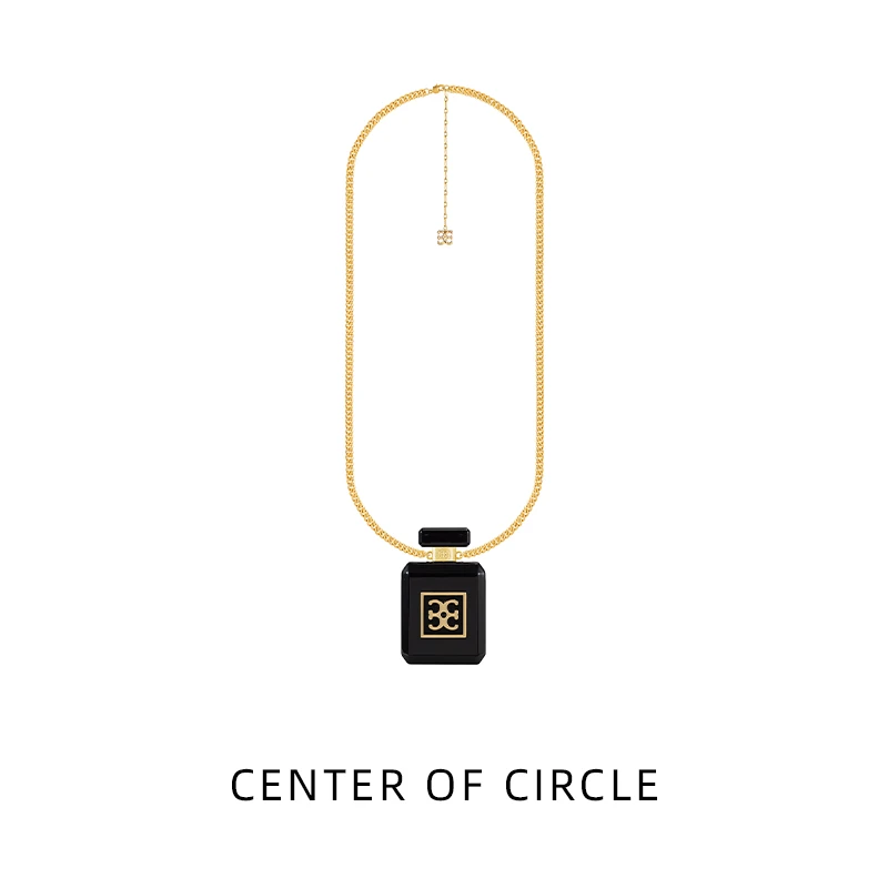 铜合金项链 COC圆心-铜合金环保树脂小众设计香水瓶项链