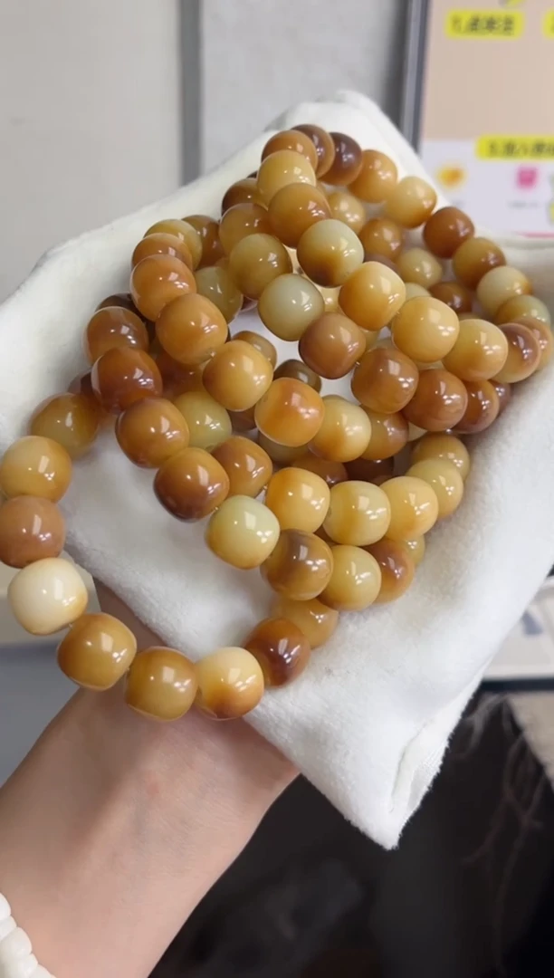 菩提根/象牙果手串r42蜜茶·玉化桶珠12*13mm