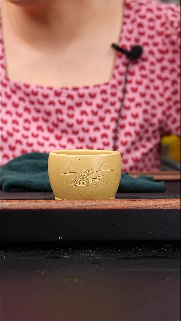 茶壶紫砂本山绿泥缸杯刻绘兰花