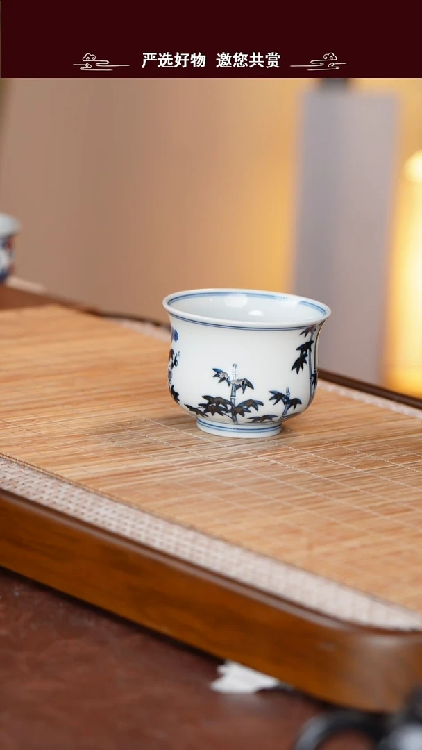 手工手绘青花茶杯