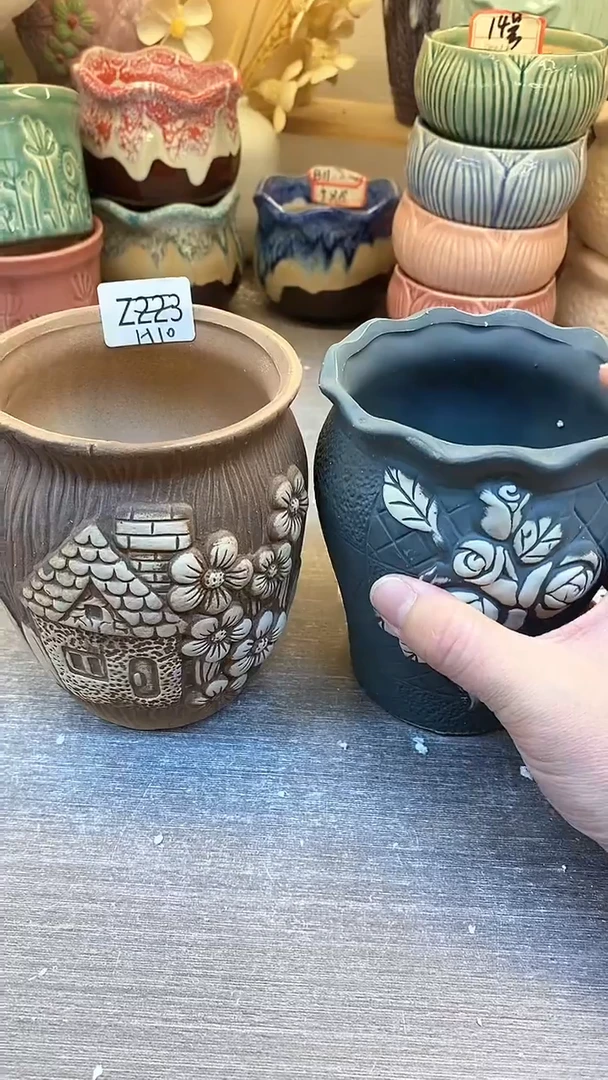 @@陶瓷多肉花盆H10逸心桩2件套