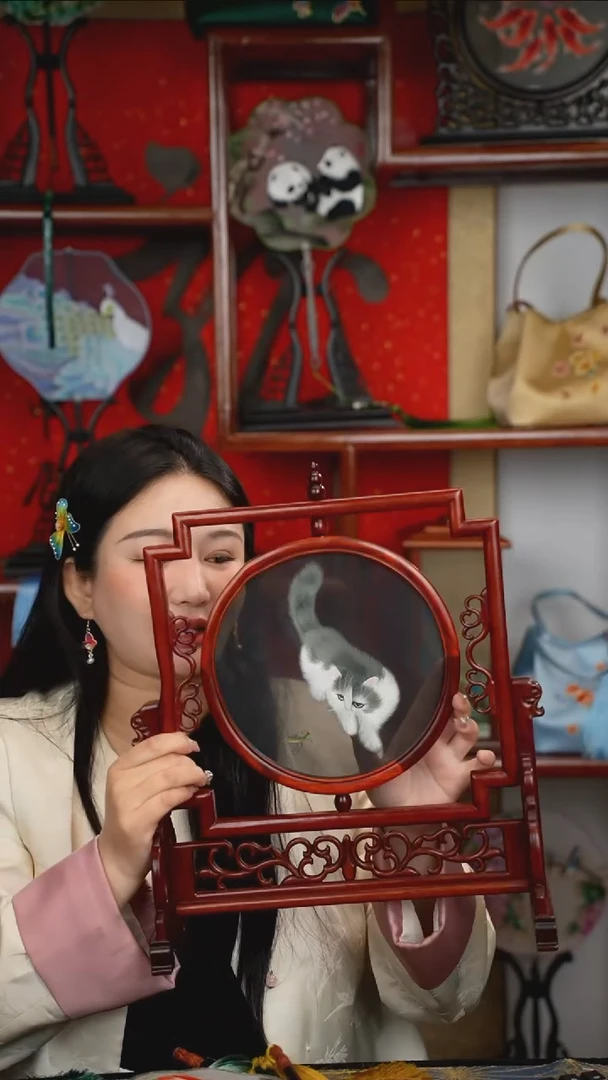 刺绣摆件摆台双面绣花