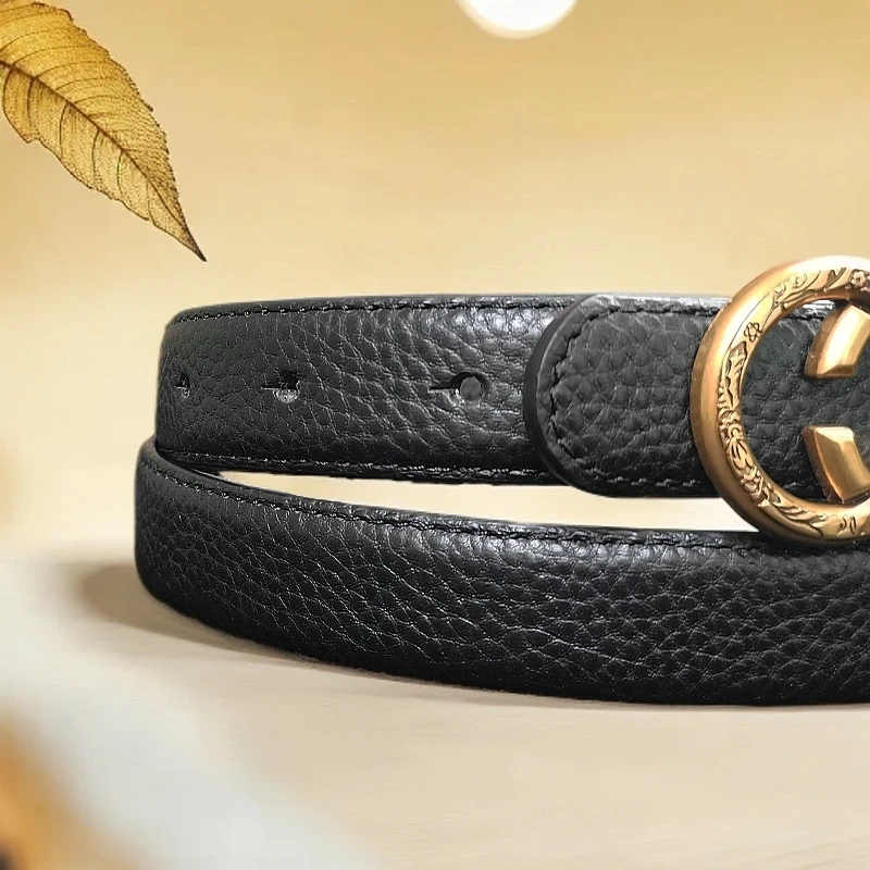 【头层牛皮】女士优雅裤腰带女士潮流皮带金6337lX【ZBJ】