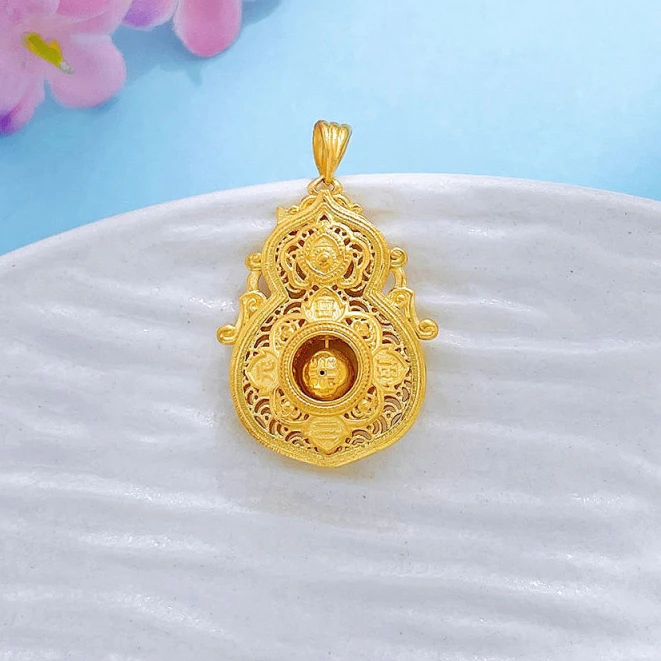 领丰金 5G黄金镂空花丝福禄葫芦吊坠 黄金按克卖ZJD040金条价#ZJ