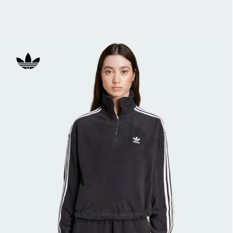 Adidas/阿迪达斯~三叶草新款摇粒绒半开襟运动套头卫衣IY7266