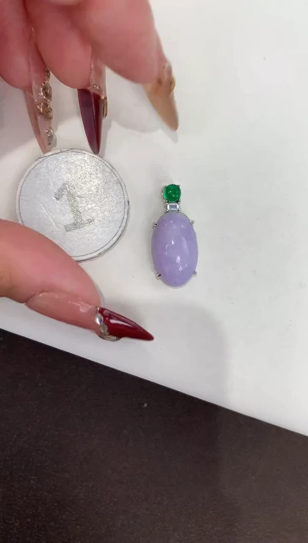 颈饰银S925镶嵌翡翠天然缅甸a货翡翠