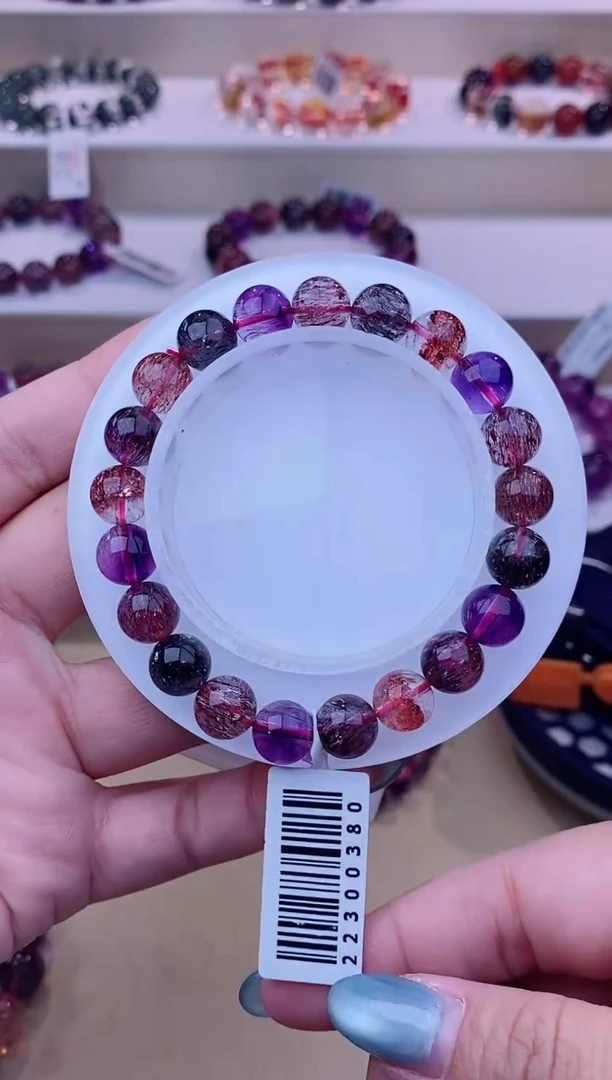 未镶嵌手串水晶黑加仑超七单圈9m+