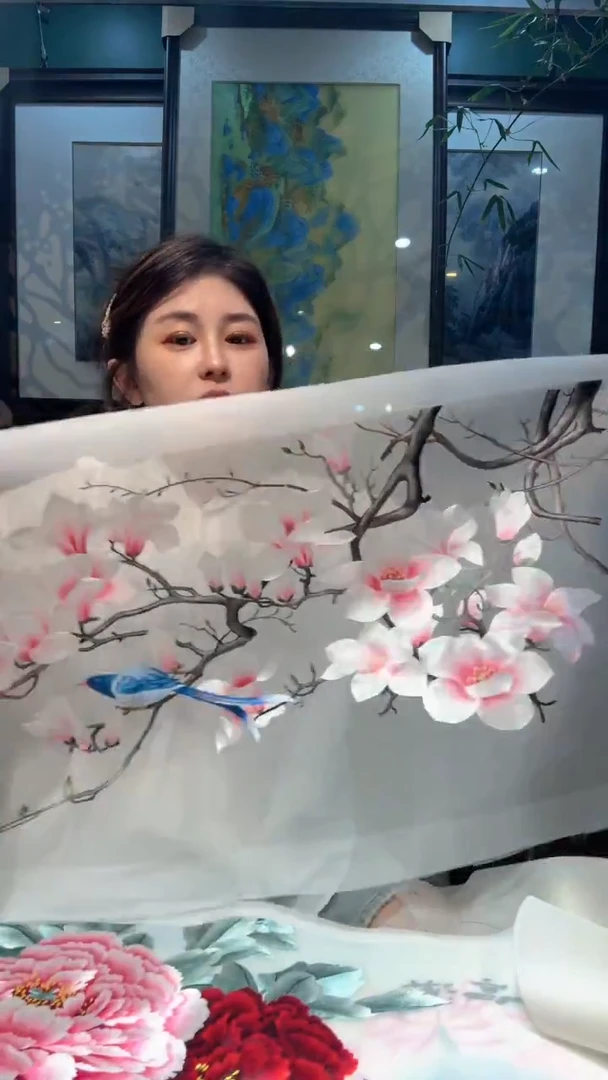 刺绣秋***%非遗苏绣手工刺绣玉兰框中框