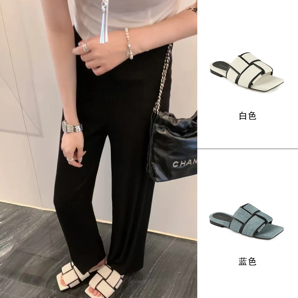 MANIKA GUAN方头时尚气质拖鞋女爆款真皮2025年夏季新款MK2018259