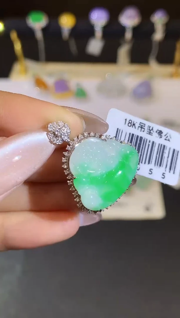 翡翠18K金镶嵌吊坠(不含链)L0055多样性发其一