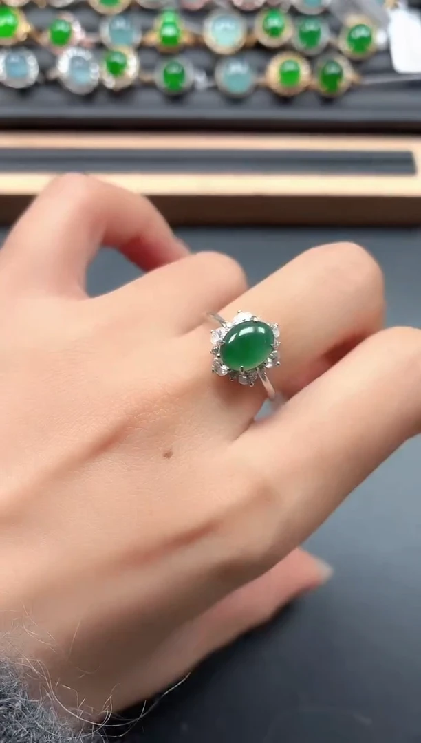 银S925镶嵌戒指翡翠11