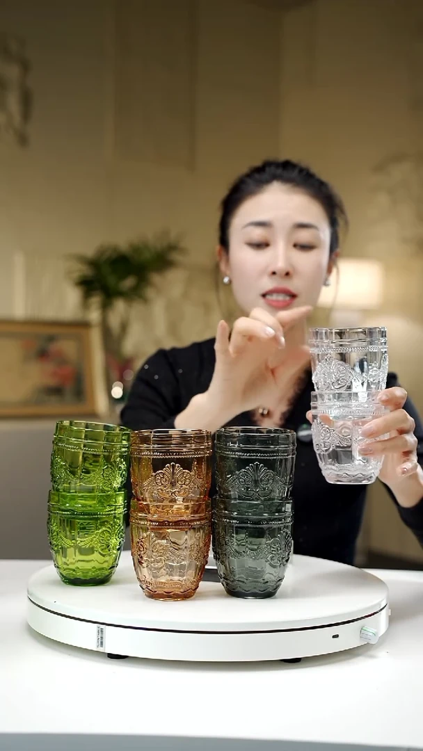 手工艺品琉璃300ML浮雕水杯拍一发八