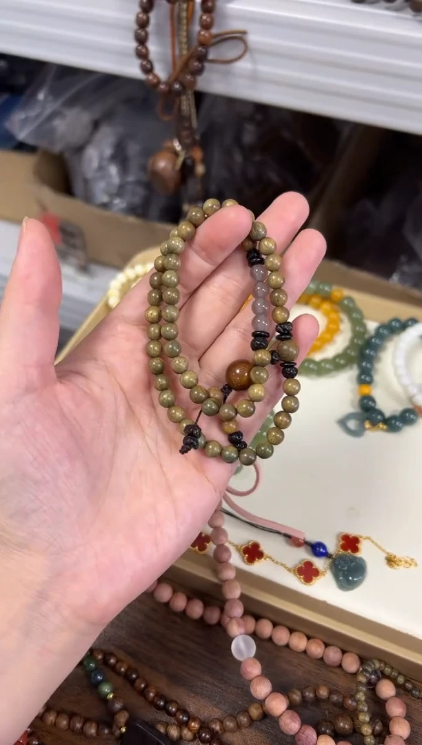 未镶嵌檀香木手串绿檀木紫金鼠款双圈[1935]