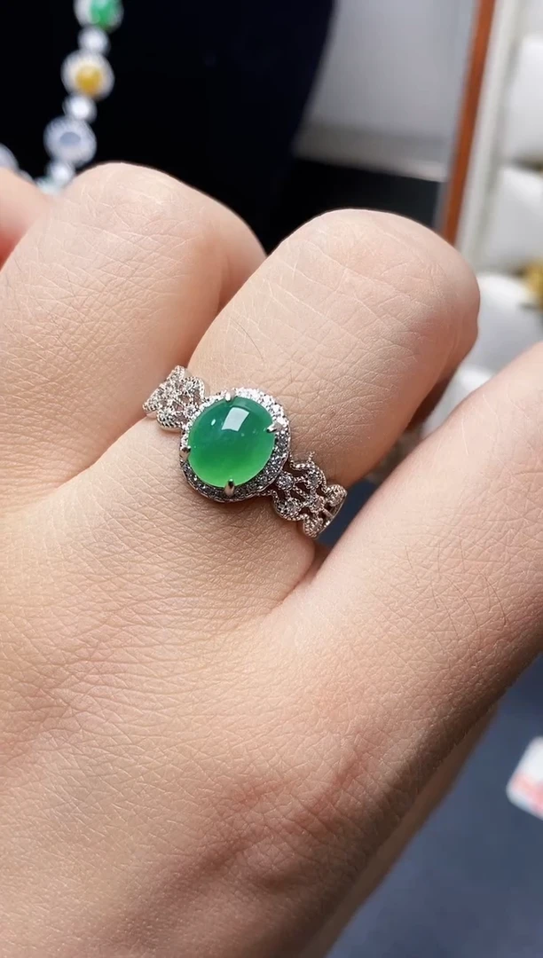 银S925镶嵌戒指翡翠1339