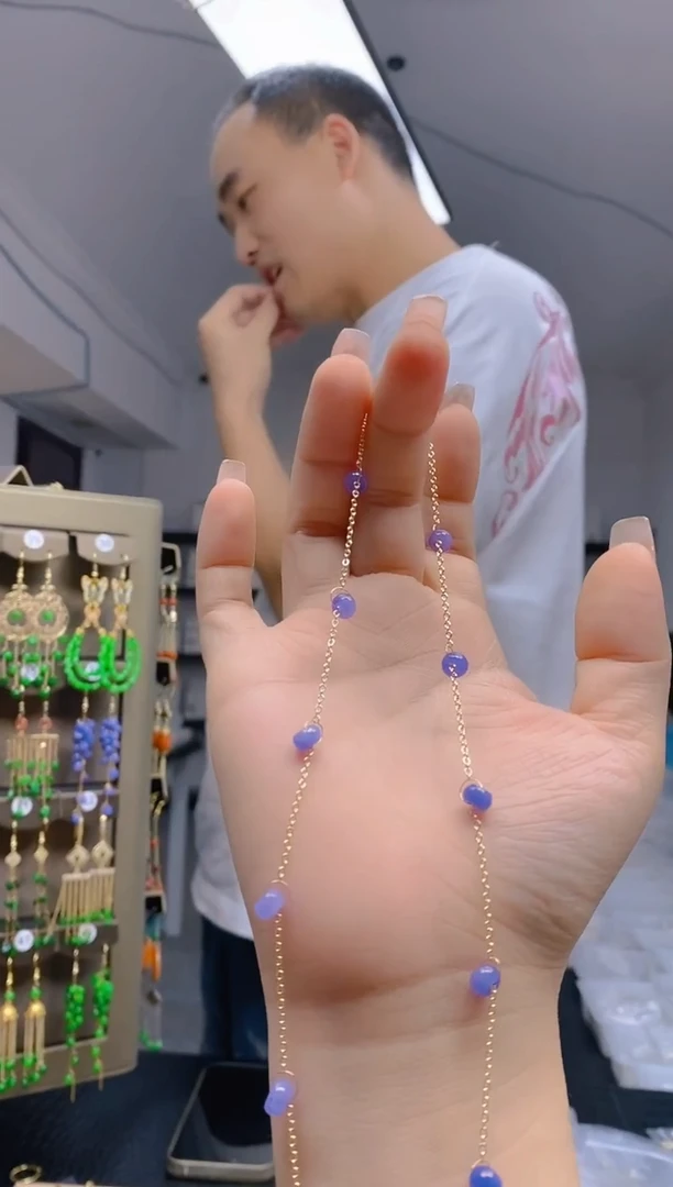 【闪购商品】翡翠耳饰合金56翡翠锁骨链