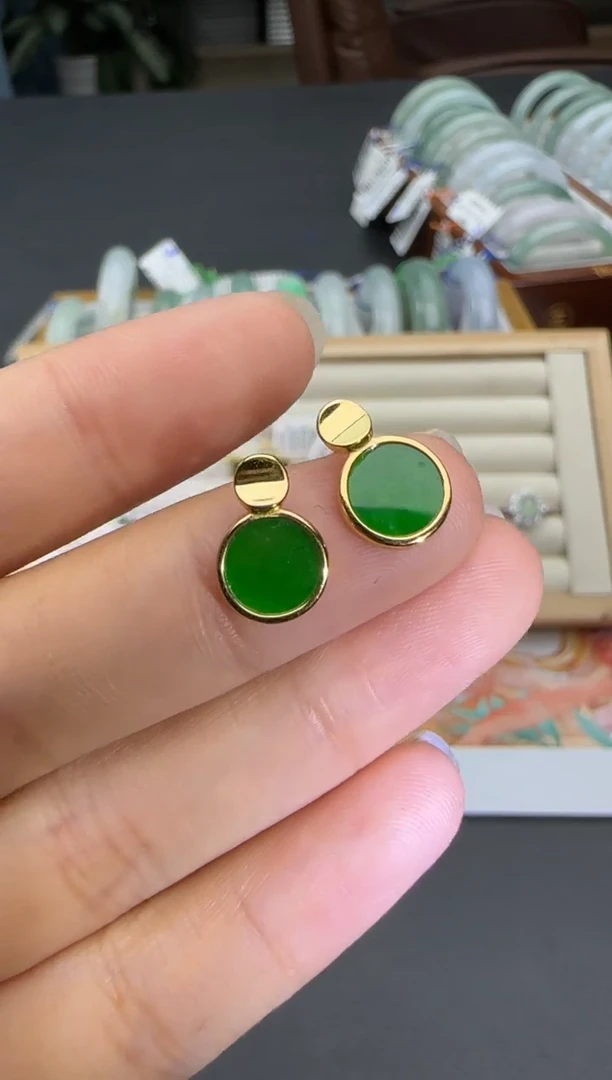 银S925镶嵌翡翠耳饰-*-0819SS88