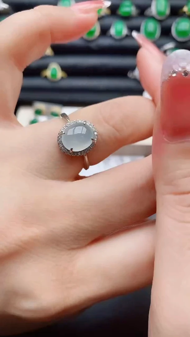 【闪购商品】翡翠戒指银S925镶嵌508080