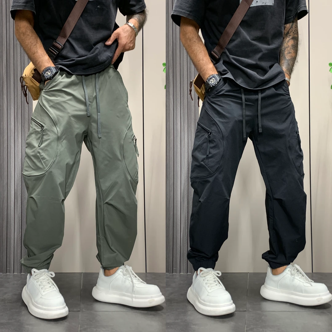 2025秋季新款时尚潮流设计感休闲裤美式宽松百搭舒适束脚工装裤男