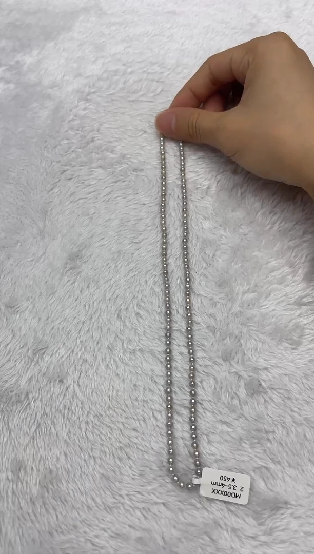 海水珍珠银S925镶嵌项链AK真多麻3.5-4mm