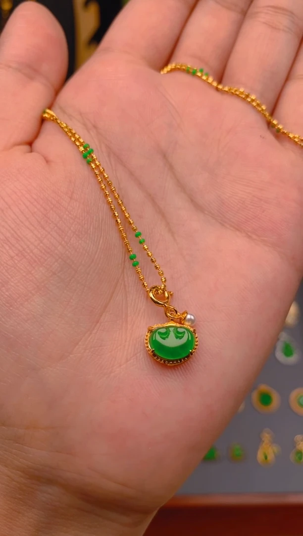 翡翠银S925镶嵌吊坠(不含链)如意万能扣