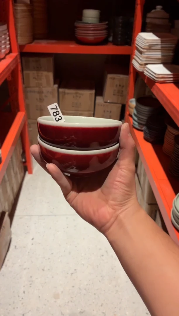 瓷片葵**?783郎红小碗2个