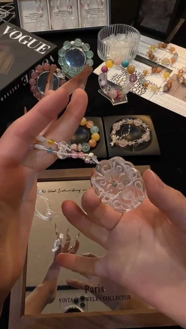 未镶嵌手链水晶白水晶狐牌项链x3409