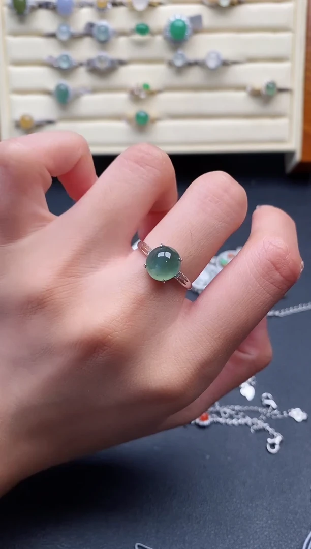 银S925镶嵌戒指翡翠3333333+5