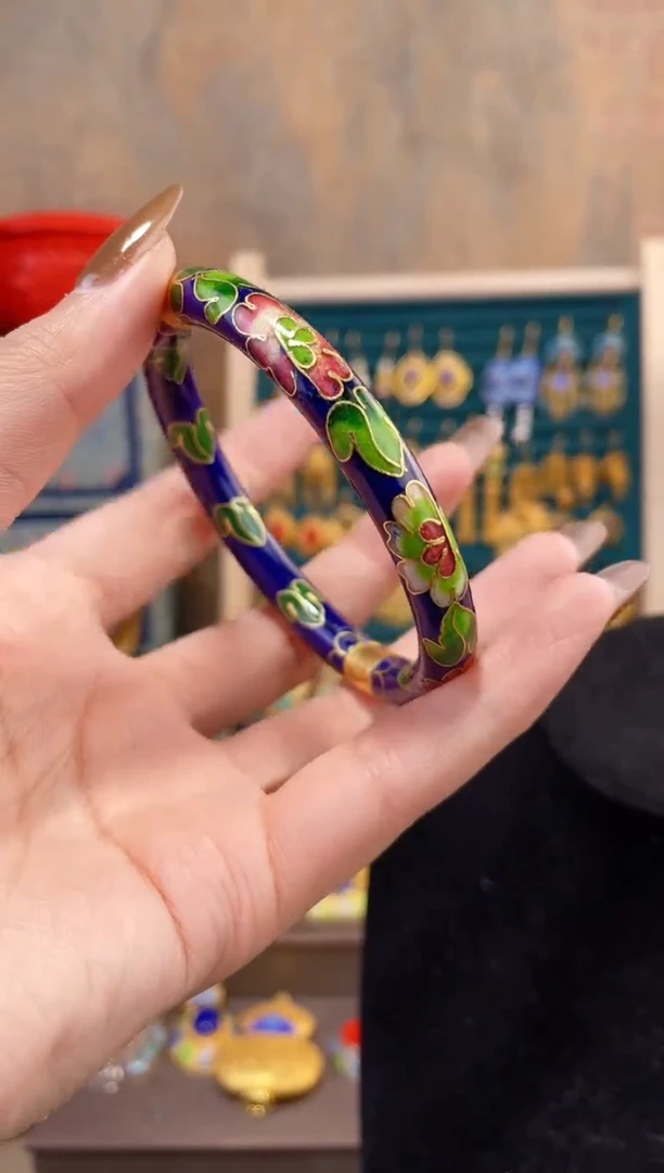【闪购商品】非遗景泰蓝银蓝开口镯子宝蓝