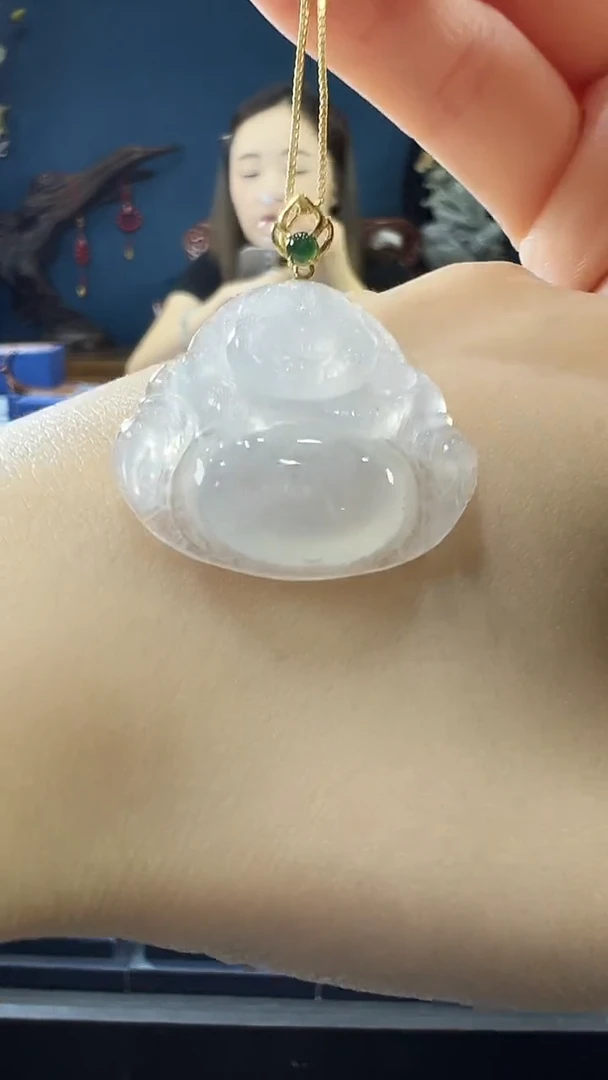 翡翠18K金镶嵌吊坠(不含链)佛公