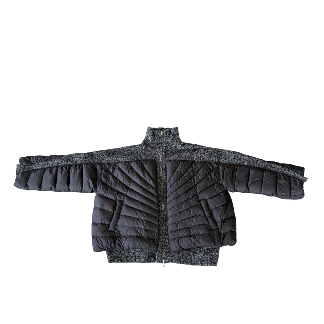 whoskongxx｜时髦线条美学羊毛拼接羽绒服（90白鹅绒）干洗