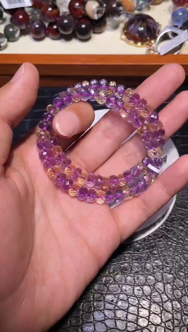 未镶嵌手链水晶紫黄水晶单圈A7（多样性发其一）