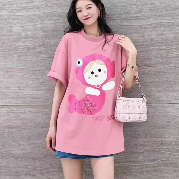 女装商场同款2025新款彩色钉珠印花十二星座印花短袖T恤女5300999