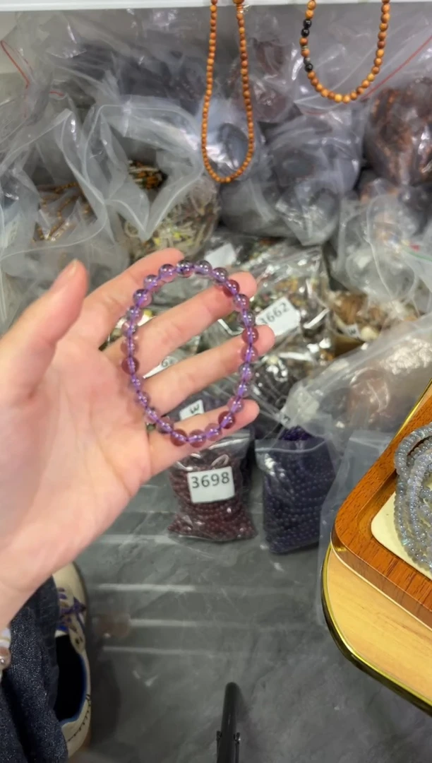 【闪购商品】水晶手链未镶嵌透体紫水晶圆珠手链[3679]