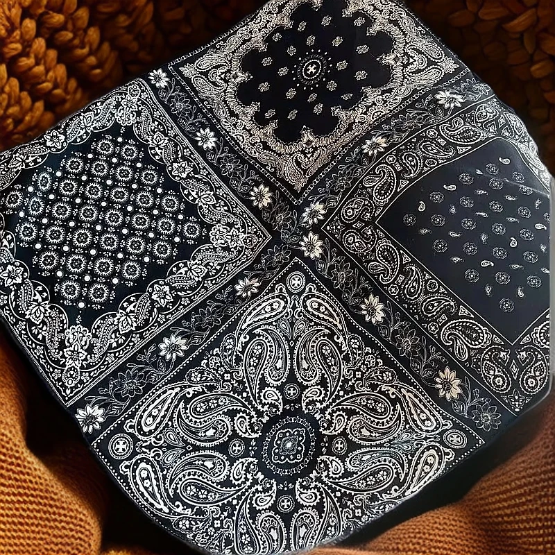 诺玛卡栾【四宫格】经典百搭黑色复古气质轻奢丝毛夏季围巾丝巾方巾